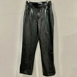 Abercrombie Curve Love 90’s Straight Ultra High Rise Vegan Leather Split Hem 30